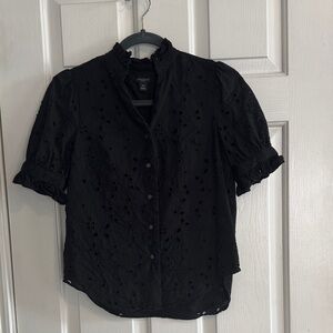 Ann Taylor Black Eyelet Blouse